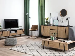 Couchtisch Heller Holzfarbton / Schwarz Rechteckig Blackpool