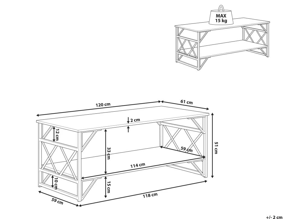 Couchtisch Holzoptik Taupe Rechteckig Bolton