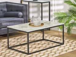 Couchtisch Marmor Optik Beige / Schwarz Rechteckig 60 X 100 Cm Delano