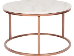 Couchtisch Marmor Optik Beige / Kupfer 70 Cm Coral