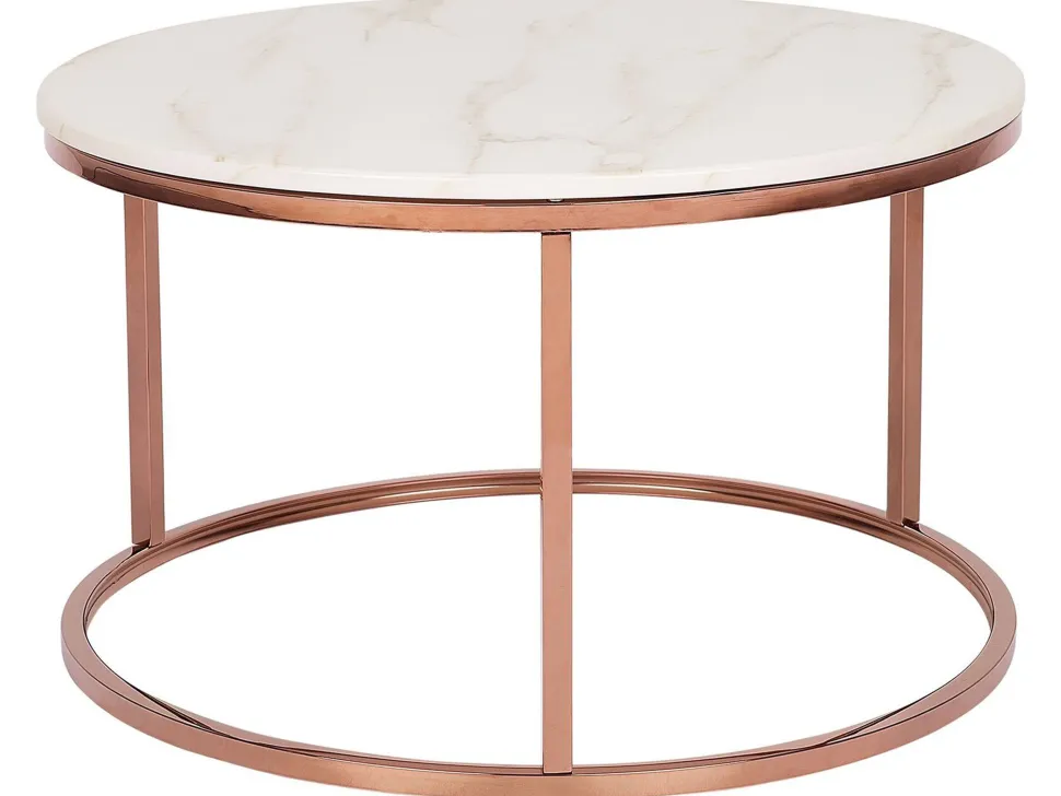 Couchtisch Marmor Optik Beige / Kupfer 70 Cm Coral