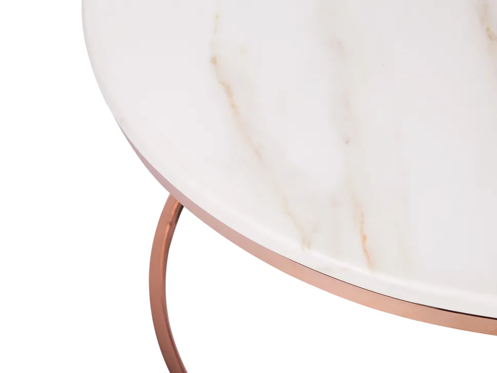 Couchtisch Marmor Optik Beige / Kupfer 70 Cm Coral