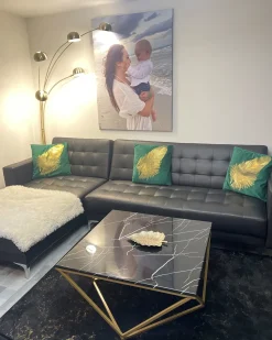 Couchtisch Marmor Optik Schwarz / Gold Quadratisch 80 X 80 Cm Malibu