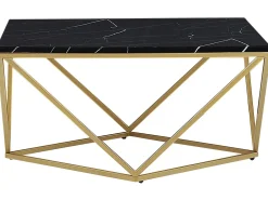 Couchtisch Marmor Optik Schwarz / Gold Quadratisch 80 X 80 Cm Malibu