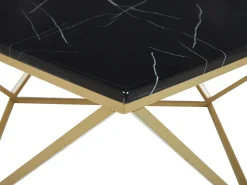Couchtisch Marmor Optik Schwarz / Gold Quadratisch 80 X 80 Cm Malibu