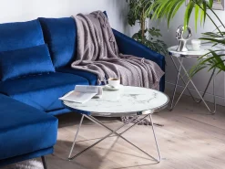 Couchtisch Marmor Optik Weis / Silber 80 Cm Meridian Ii