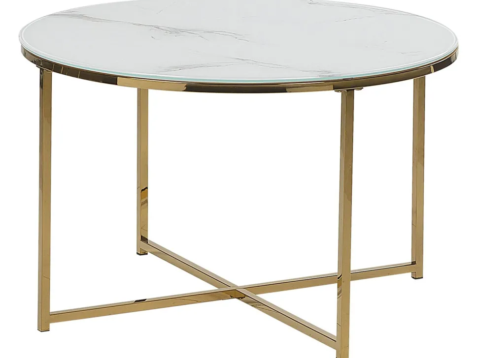 Couchtisch Marmor Optik Weis / Gold 70 Cm Quincy