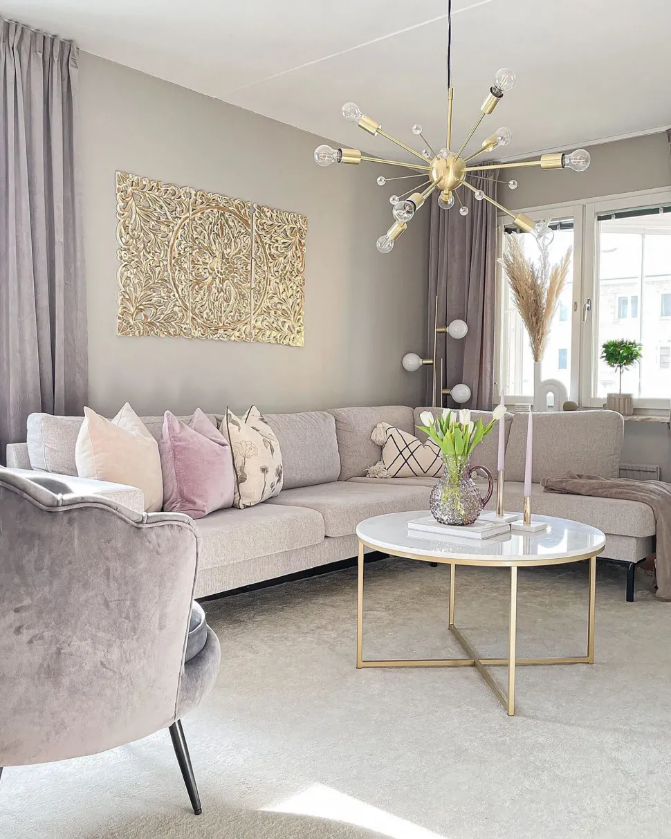 Couchtisch Marmor Optik Weis / Gold 70 Cm Quincy