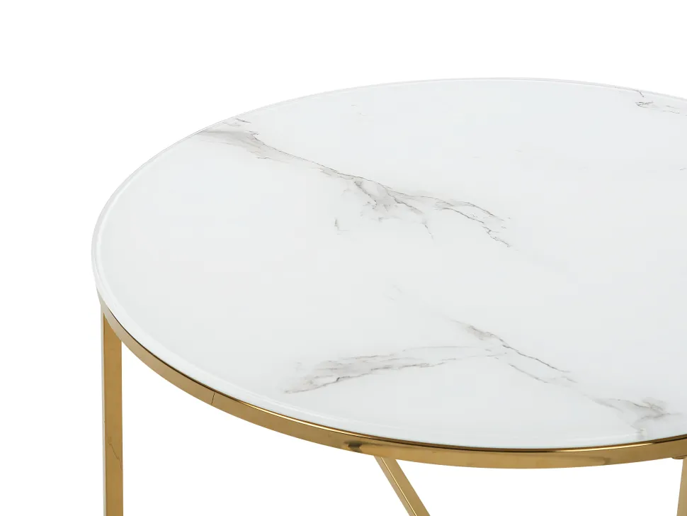 Couchtisch Marmor Optik Weis / Gold 70 Cm Quincy
