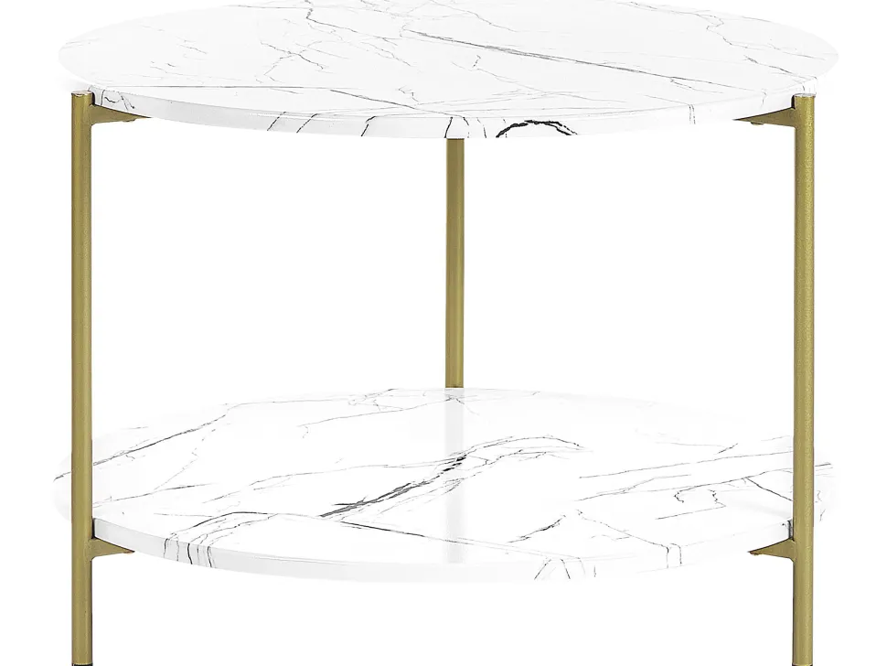 Couchtisch Marmor Optik Weis / Gold O 60 Cm Reva