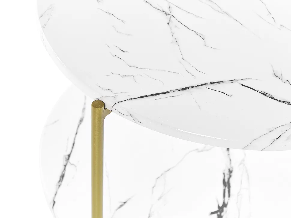 Couchtisch Marmor Optik Weis / Gold O 60 Cm Reva