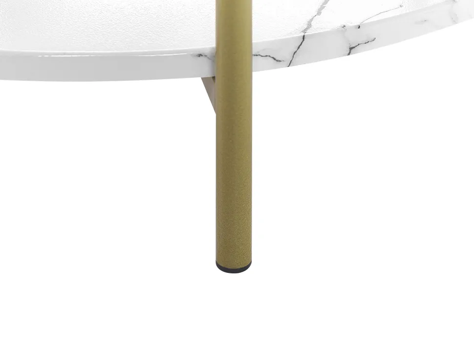 Couchtisch Marmor Optik Weis / Gold O 60 Cm Reva