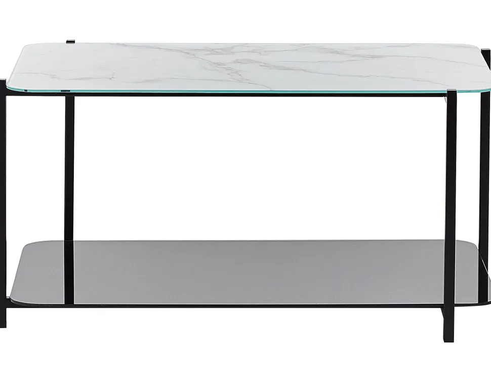Couchtisch Marmor Optik Weis / Schwarz Rechteckig Gloster