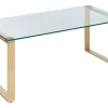Couchtisch Mit Glasplatte Gold Tilon