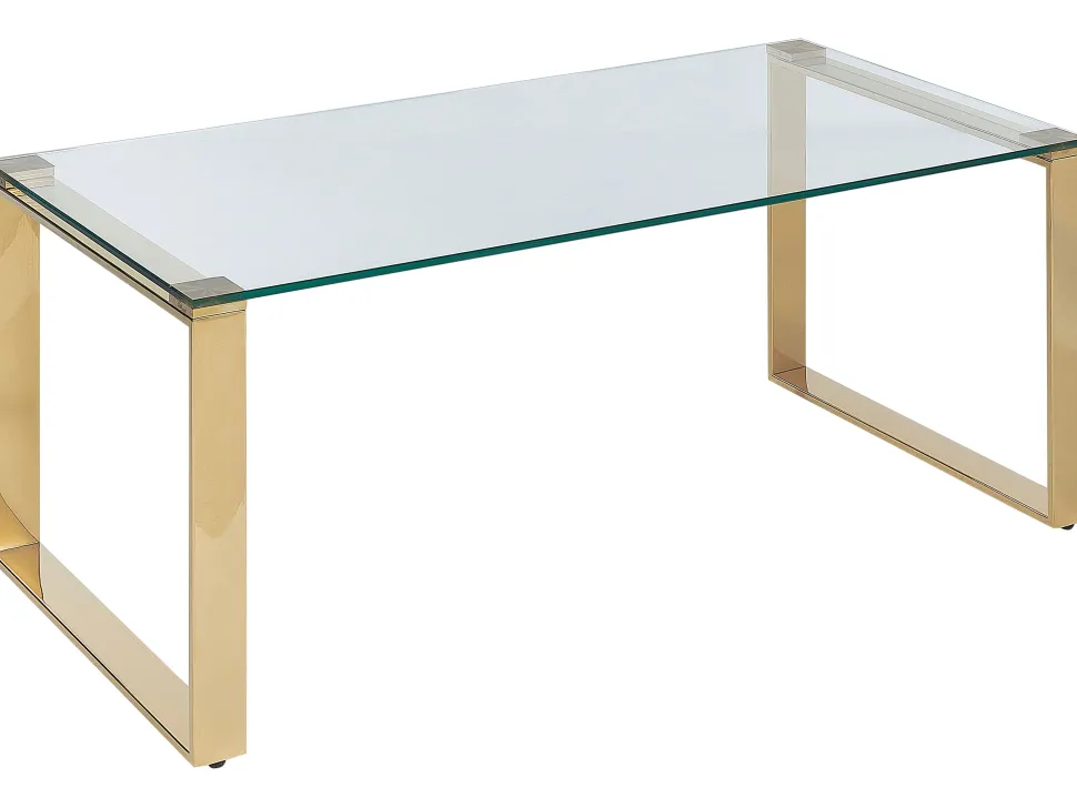 Couchtisch Mit Glasplatte Gold Tilon