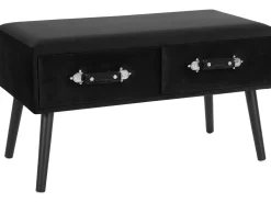 Couchtisch Schwarz Samtstoff Rechteckig 40 X 80 Cm Amtrak