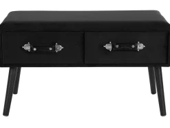 Couchtisch Schwarz Samtstoff Rechteckig 40 X 80 Cm Amtrak