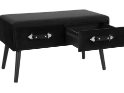 Couchtisch Schwarz Samtstoff Rechteckig 40 X 80 Cm Amtrak