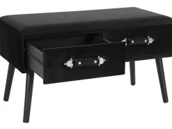 Couchtisch Schwarz Samtstoff Rechteckig 40 X 80 Cm Amtrak
