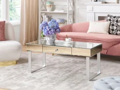 Couchtisch Silber Mit Schublade Verspiegelt Nesle