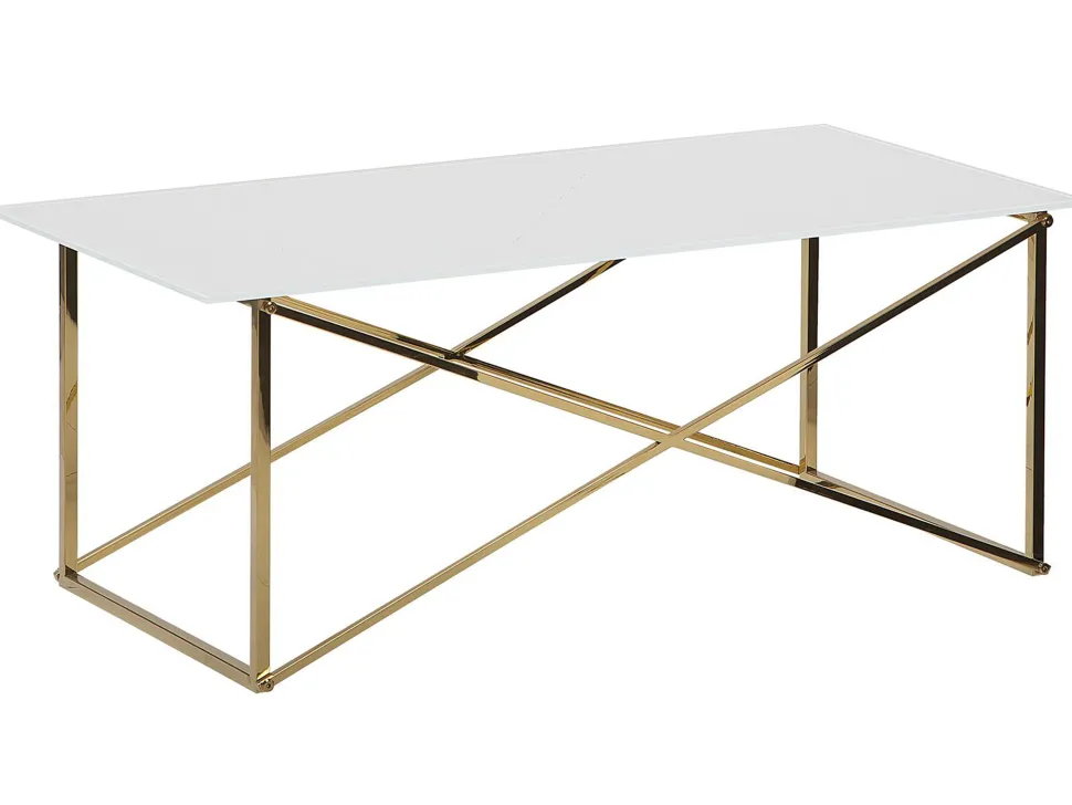 Couchtisch Weis / Gold Rechteckig 100 X 50 Cm Emporia