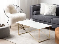 Couchtisch Weis / Gold Rechteckig 100 X 50 Cm Emporia