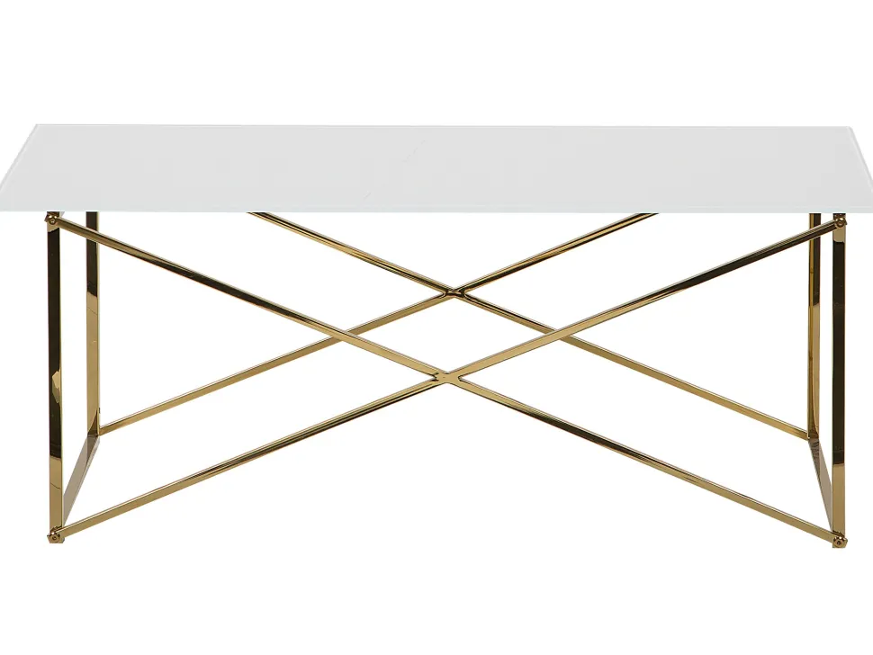 Couchtisch Weis / Gold Rechteckig 100 X 50 Cm Emporia