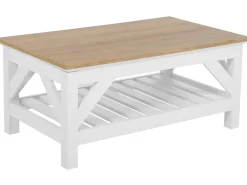 Couchtisch Weis / Heller Holzfarbton Rechteckig 100 X 60 Cm Savannah