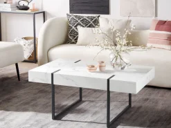 Couchtisch Weis / Schwarz Marmor Optik Rechteckig Merced