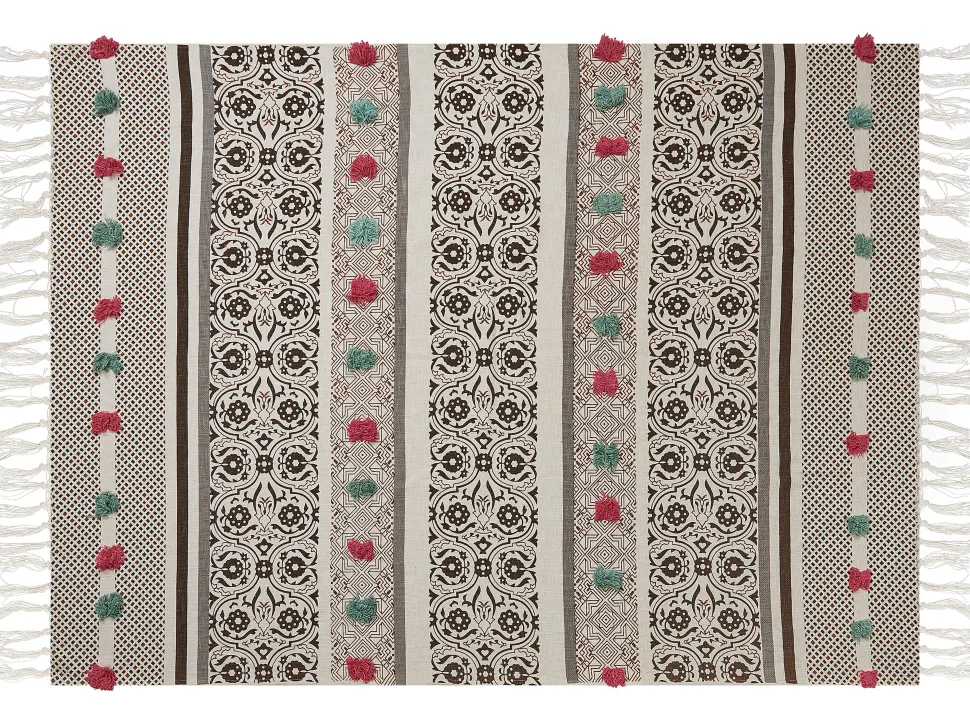 Decke Baumwolle Beige / Braun 130 X 180 Cm Orientalisches Muster Chinsurah