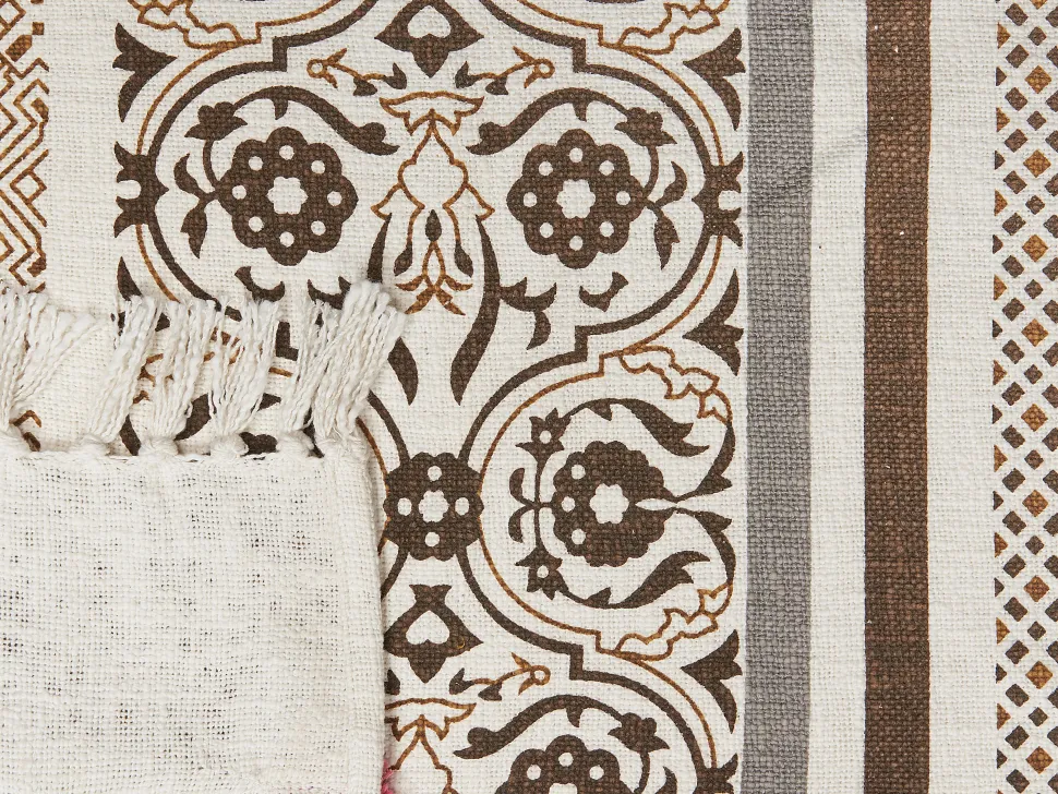 Decke Baumwolle Beige / Braun 130 X 180 Cm Orientalisches Muster Chinsurah