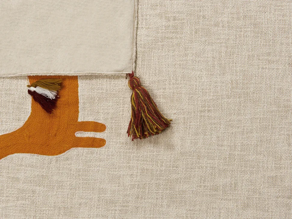 Decke Baumwolle Beige / Orange Lama-Motiv 130 X 180 Cm Khandwa