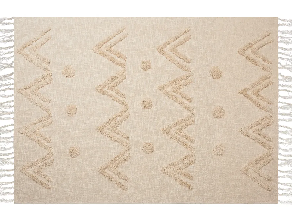 Decke Baumwolle Beige 130 X 180 Cm Orientalisches Muster Fatehpur