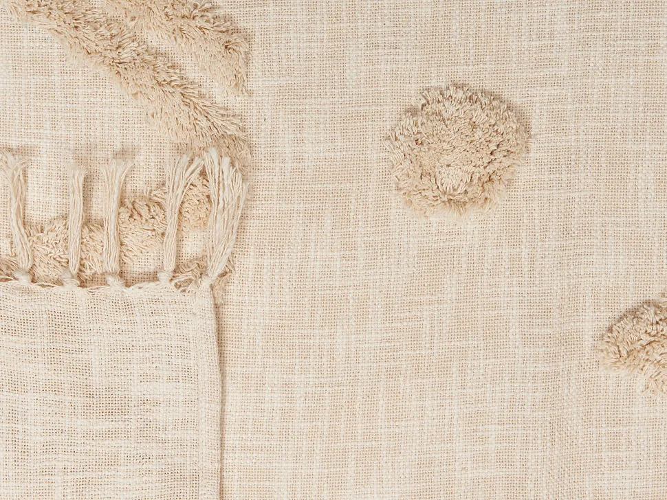 Decke Baumwolle Beige 130 X 180 Cm Orientalisches Muster Fatehpur