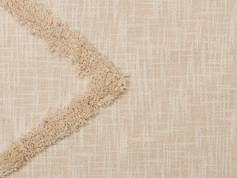 Decke Baumwolle Beige 130 X 180 Cm Geometrisches Muster Jaunpur