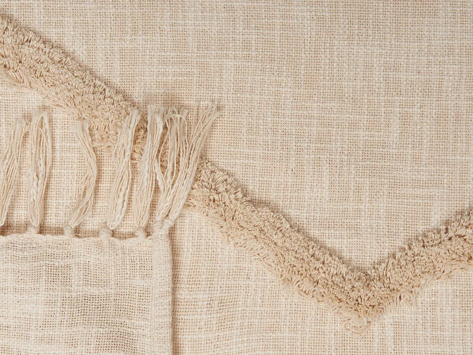 Decke Baumwolle Beige 130 X 180 Cm Geometrisches Muster Jaunpur