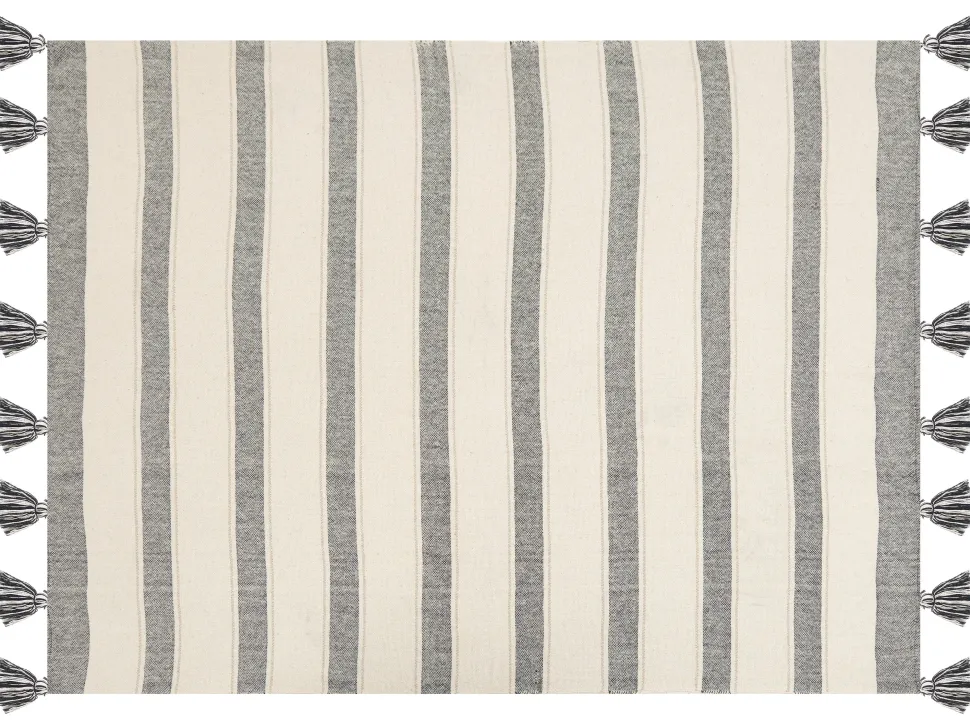 Decke Baumwolle Beige Und Grau 130 X 170 Cm Cayir