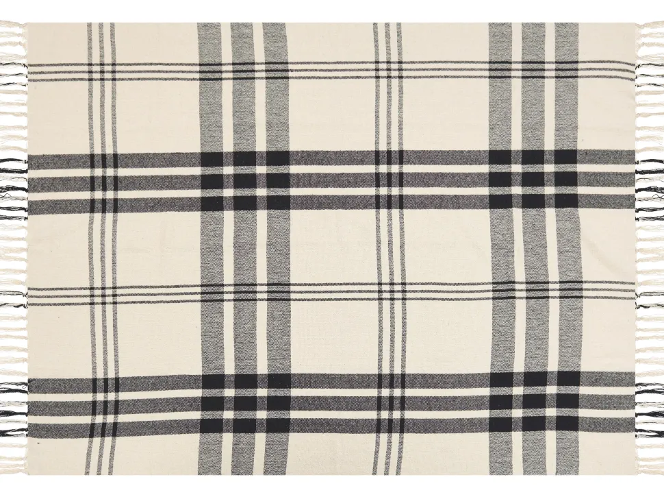 Decke Baumwolle Cremeweis / Schwarz 130 X 170 Cm Kariertes Muster Yuvali