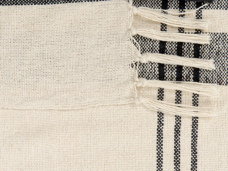 Decke Baumwolle Cremeweis / Schwarz 130 X 170 Cm Kariertes Muster Yuvali