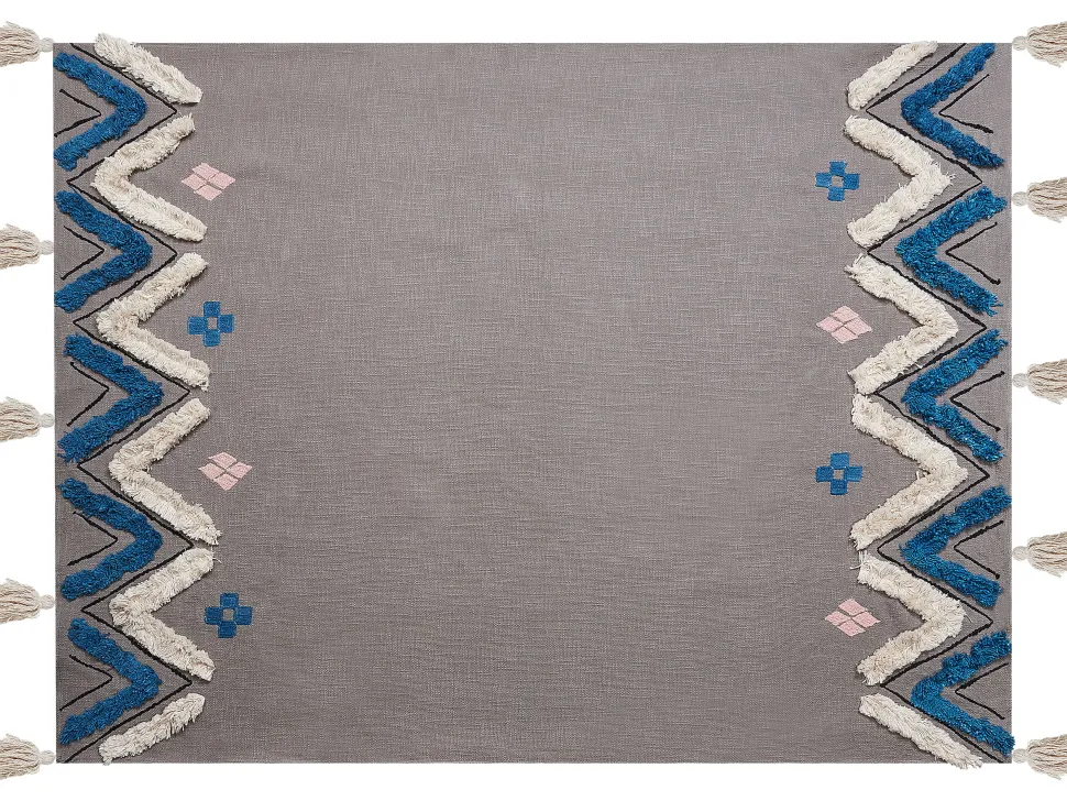Decke Baumwolle Grau 130 X 180 Cm Geometrisches Muster Kottayam