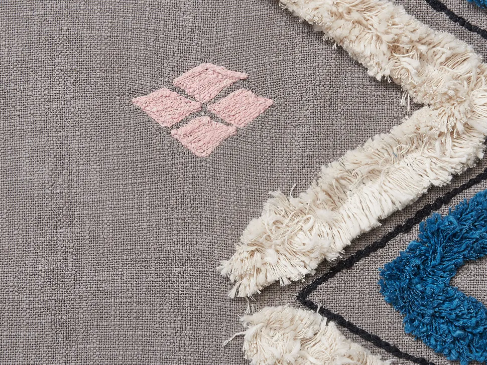 Decke Baumwolle Grau 130 X 180 Cm Geometrisches Muster Kottayam
