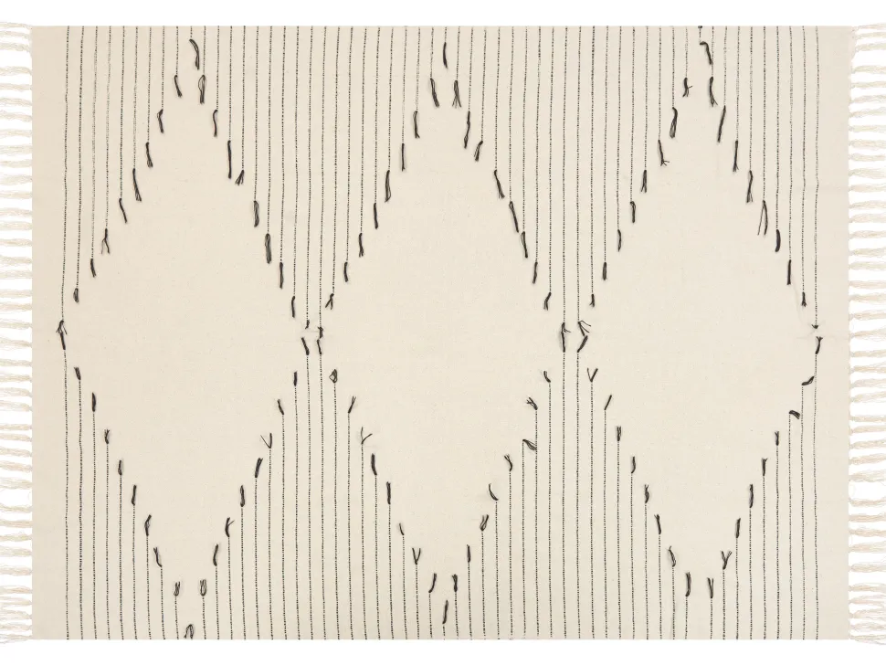 Decke Baumwolle Hellbeige / Schwarz Gestreift 130 X 170 Cm Uluyol