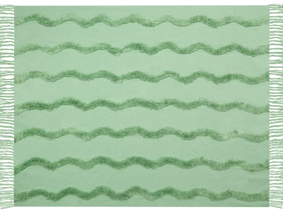 Decke Baumwolle Hellgrun 125 X 150 Cm Geometrisches Muster Khari