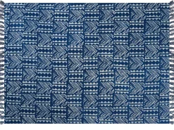 Decke Baumwolle Marineblau 130 X 180 Cm Geometrisches Muster Shivpuri