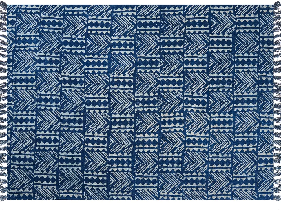 Decke Baumwolle Marineblau 130 X 180 Cm Geometrisches Muster Shivpuri