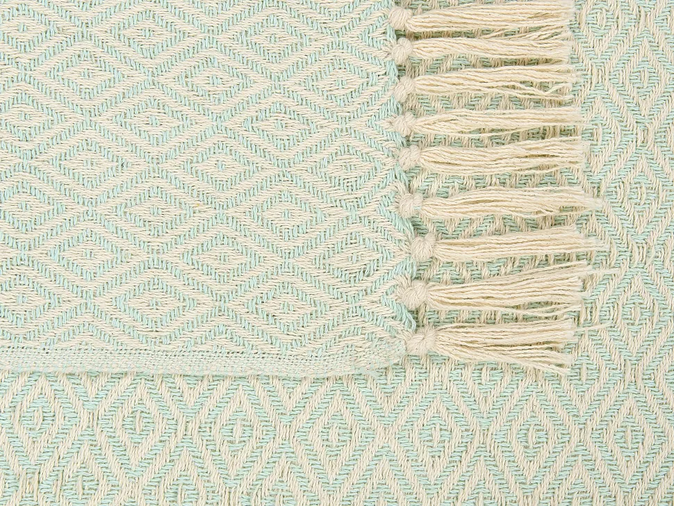 Decke Baumwolle Mintgrun / Hellbeige 125 X 150 Cm Geometrisches Muster Mityal