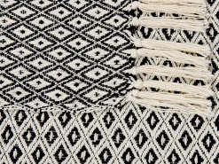Decke Baumwolle Schwarz / Weis 125 X 150 Cm Geometrisches Muster Chyama
