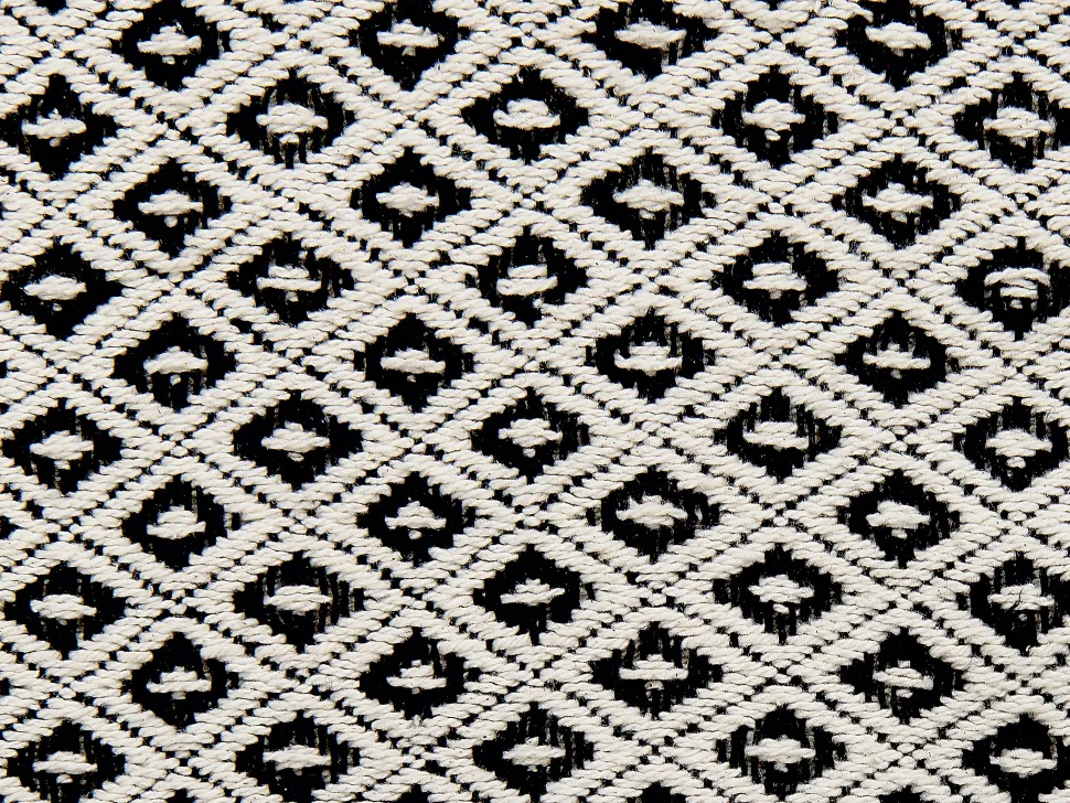 Decke Baumwolle Schwarz / Weis 125 X 150 Cm Geometrisches Muster Chyama