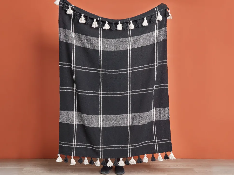 Decke Baumwolle Schwarz 130 X 170 Cm Kulac