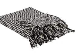 Decke Baumwolle Schwarz / Weis 125 X 150 Cm Kariertes Muster Damek